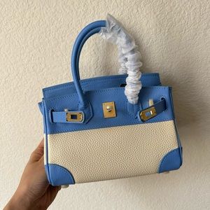 Blue Off-White Colorblock 20 Bag w/ Gold HW Lock Key Satchel Crossbody S